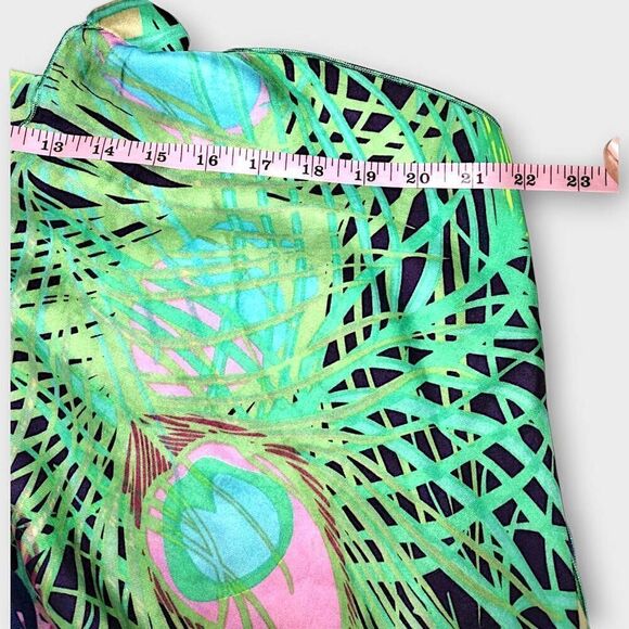 Tunic Womens Dress Sz Large Green Blue Peacock Silk Layers Caftan Boho Swiftie - Picture 16 of 16